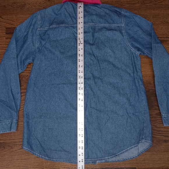 Womens Bobbie Brooks Christmas Tree Snowman Snowflake Embroidered Denim Shirt - Picture 7 of 9